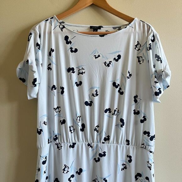 ANN TAYLOR SHORT SLEEVE DRESS WOMENS SIZE XL BLUE FLORAL PRINT - Picture 2 of 7